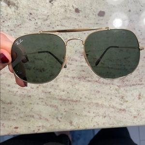 Gold rim hexagonal ray-bans